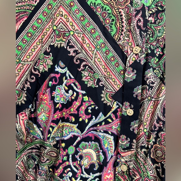 Lauren Ralph Lauren Non Iron Paisley Print Button Up 100% Cotton Shirt Sz 1X - Picture 3 of 9